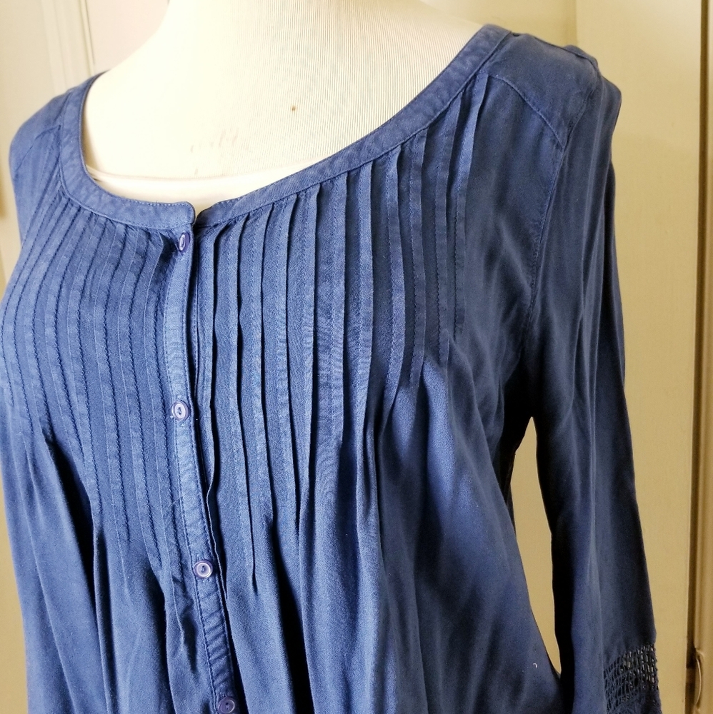 AMERICAN EAGLE L blue peasant boho crochet… - Picture 2 of 9